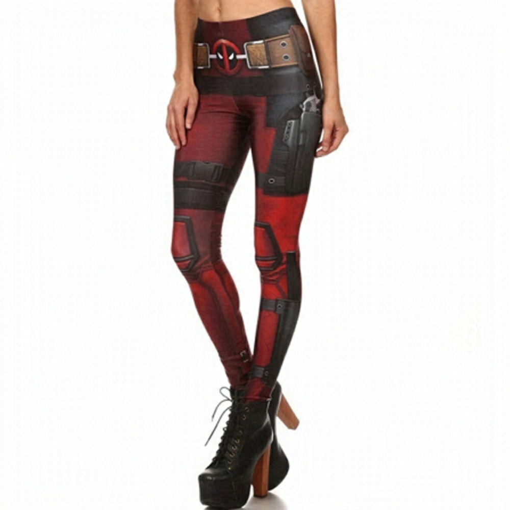 MARVEL Deadpool Comic Superhero Sexy Cosplay Halloween Costume Stretchy Leggings
